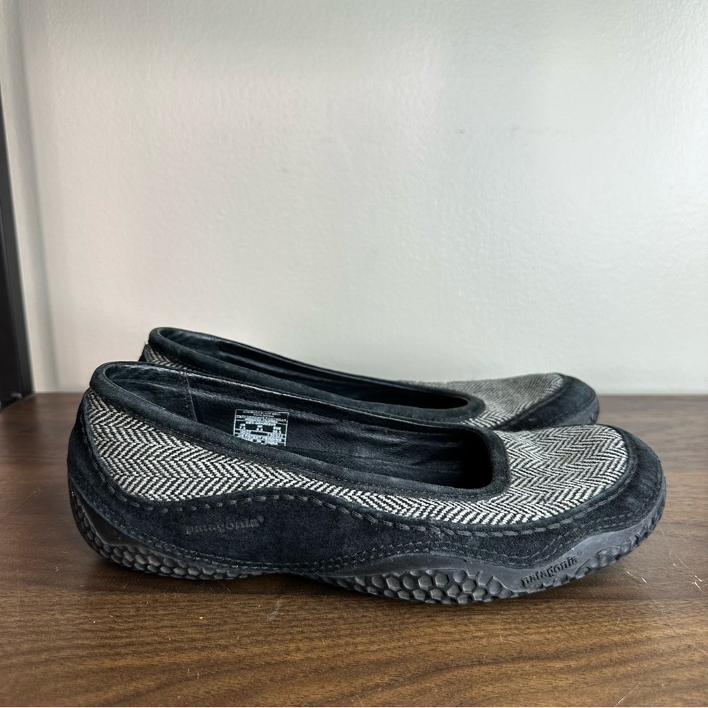 Patagonia Black Gumwood Wool Herringbone Flats Sz 7.5